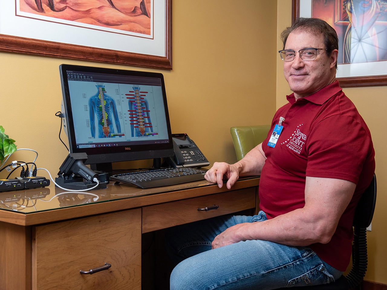 Dr. Kelly on computer