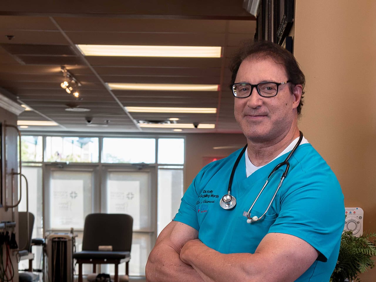 Dr kelly from airc in green scrubs
