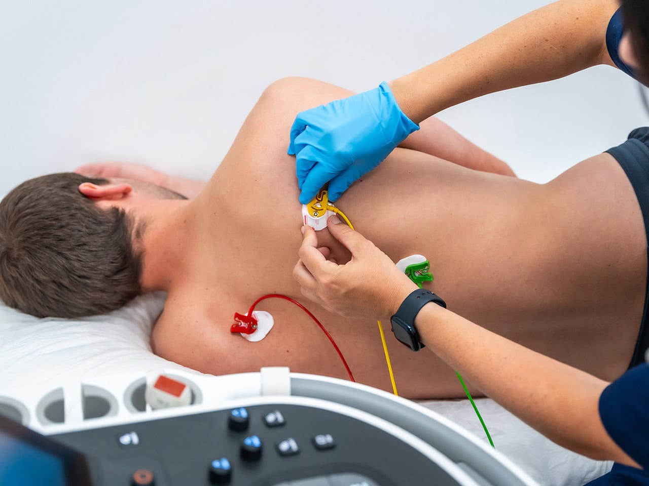 man with diodes on his back