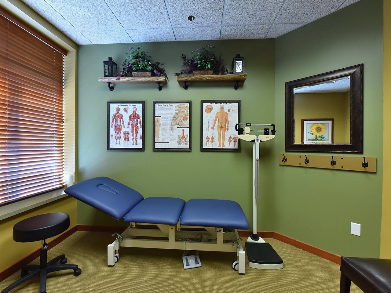 Exam table in medical room