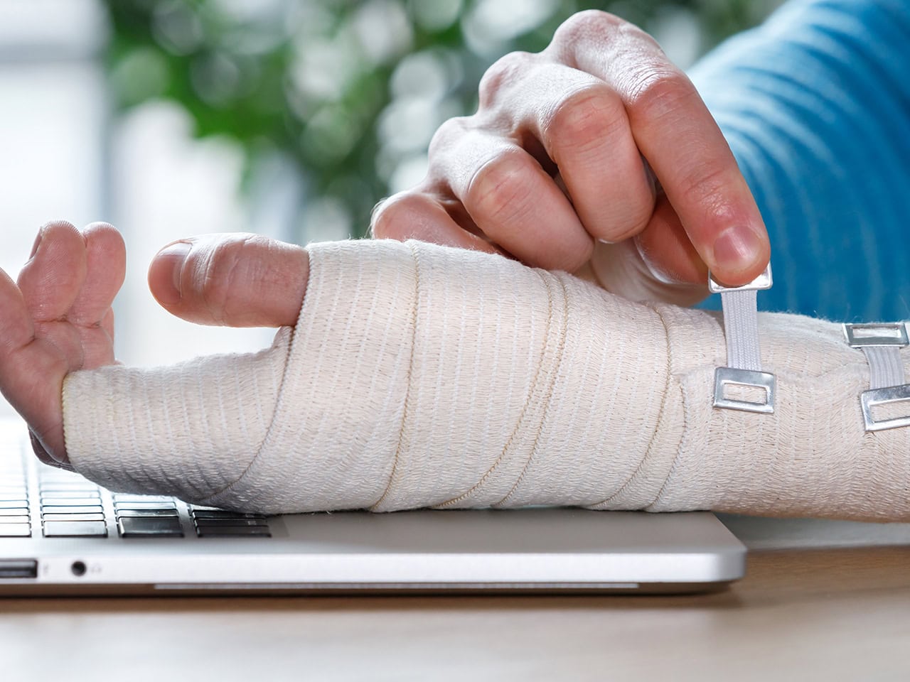 wrist bandaged being adjusted